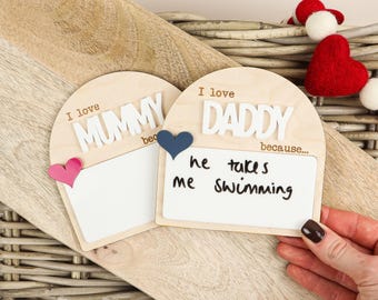 I Love Mummy/Daddy Because Appreciation Sign Plaque