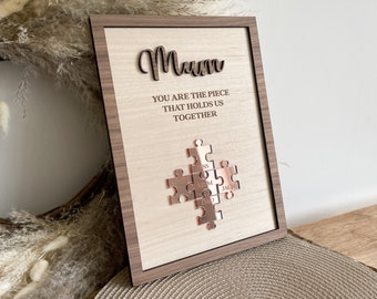 Moederdag-puzzelplaat | Gepersonaliseerde Moederdagcadeau | Voor moeder | Houten plaquette | Verjaardagscadeau