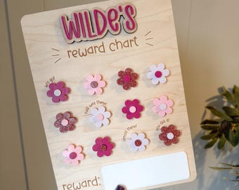 Personalised Wooden Reward Chart | Flowers Chart for Kids | Chore Chart for Children