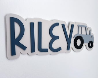 Personalized Tractor Name Sign: Kids Bedroom Decor