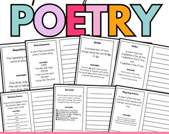 Poetry Writing Workbook | Figurative Language Poems | No Prep Printable for Kids