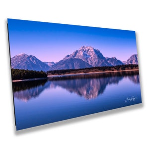 Mt. Moran Spiegelung, Jackson Lake, Grand Teton National Park, ideal für Haus, Büro, Wohnheim, Papier, Leinwand, Metall, Acryl, Triptychon Optionen
