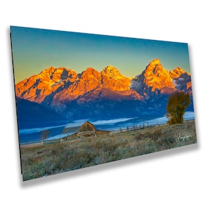 John Moulton Barn, Grand Teton National Park, Mormon Row, Western Barn Wall Art für Zuhause oder im Büro, Papier, Leinwand, Metall und Acryl