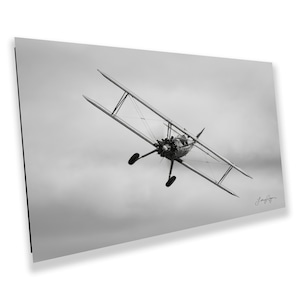 Stearman Biplane Aviation Art Print: Open Cockpit, In-Flight