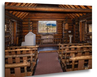 Chapel of the Transfiguration Photo Print | Grand Teton National Park | Rustic Church Interior | Wyoming Wall Art (1HYY)