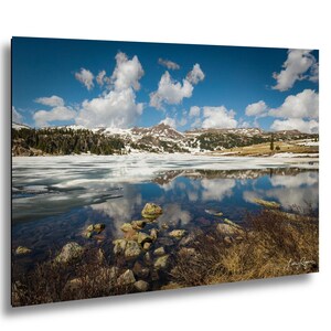 Frozen Lake on Beartooth Highway Print | Snowy Mountain Landscape, Western Nature Photography | Yellowstone National Park Wall Art (1HYY)