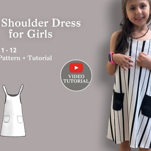 Girls Tie Shoulder Sundress | PDF Sewing Pattern| Dress and top with ties | Tie Strap Sleeveless Dress| Sun Dress Pattern | Digital download