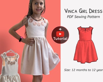 Girl Dress PDF Sewing Pattern | Comprehensive Video Tutorial | Pattern for girls, Baby, Toddlers