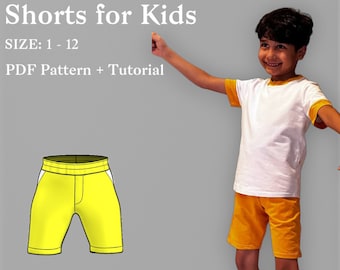 Einfache Kinder Shorts Schnittmuster | Jungen, Mädchen, Kleinkind, Baby| Download Pdf Schnittmuster