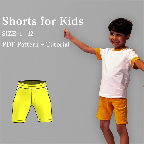 Modèle de short simple pour enfants | Garçons, filles, tout-petits, bébé | Télécharger le patron au format PDF