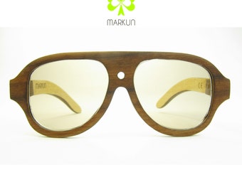 Wooden sunglasses Aviator S - Walnut wood