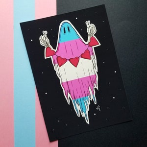 Transgender LGBTQIA+ Queer Horror Pride Spooky Ghost Art Print