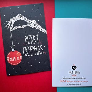 Merry Creepmas Greeting Card: Spooky Skull Holiday Art, Gothic Christmas image 5