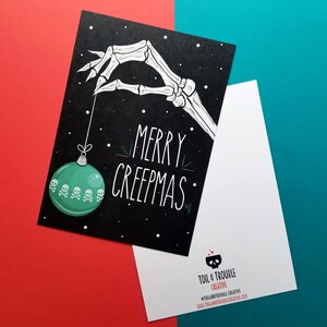 Merry Creepmas Greeting Card: Spooky Skull Holiday Art, Gothic Christmas image 2