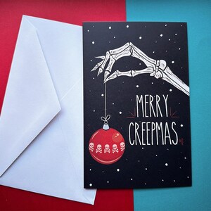 Merry Creepmas Greeting Card: Spooky Skull Holiday Art, Gothic Christmas image 6