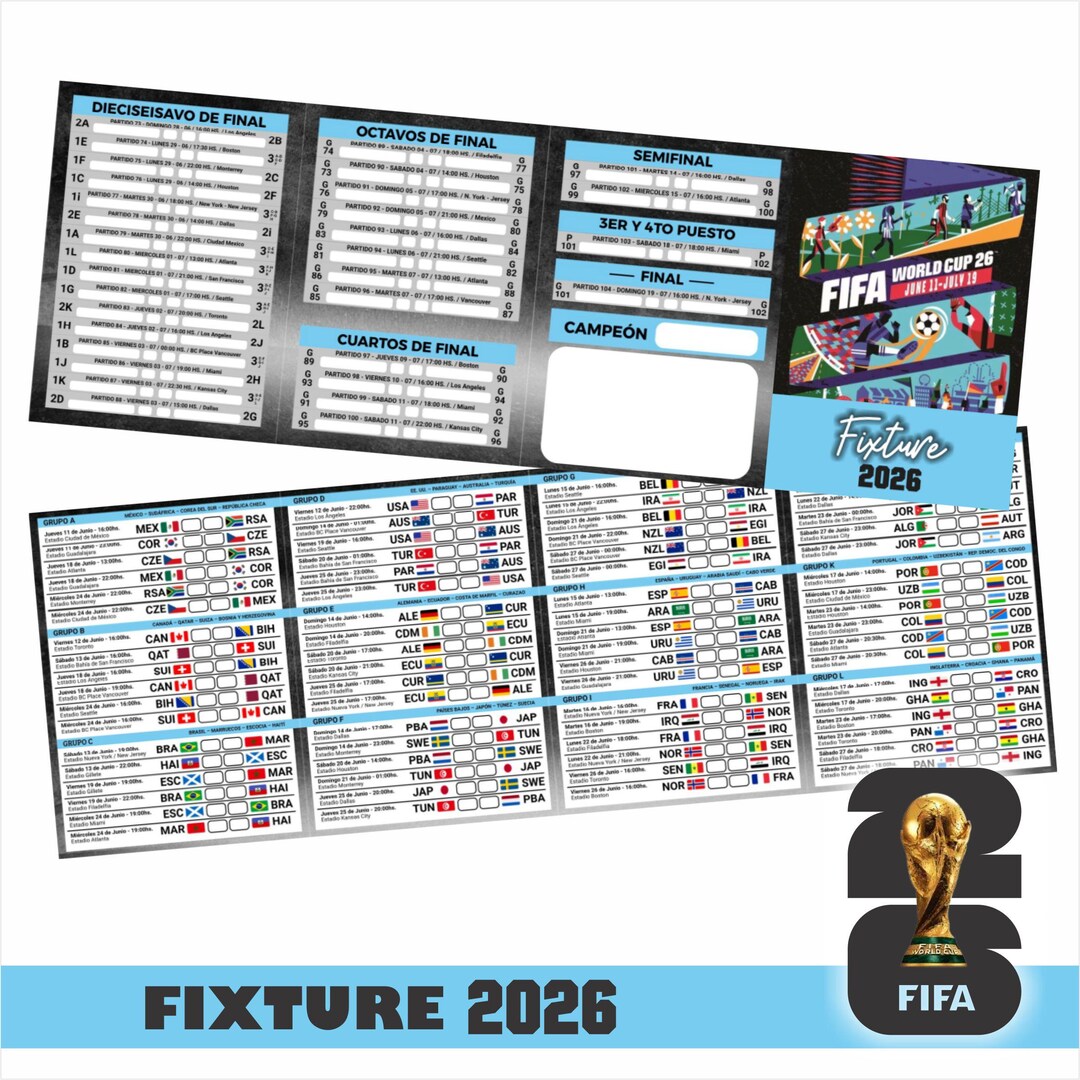 Calendario Mundial 2026 Copa Mundial PDF CDR - Etsy España