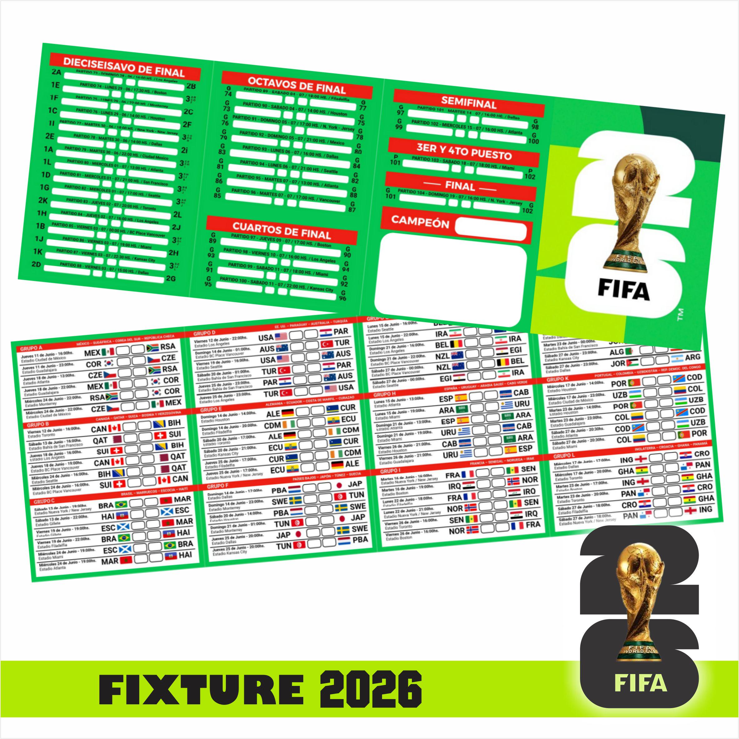 Calendario Mundial 2026 Copa Mundial PDF CDR - Etsy España
