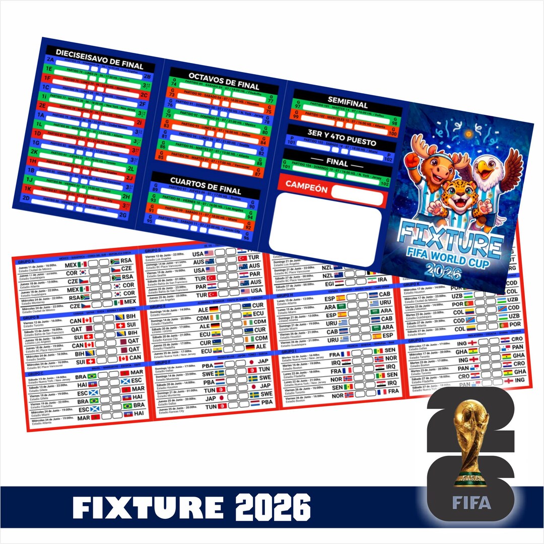 Calendario Mundial 2026 Copa Mundial PDF CDR - Etsy España