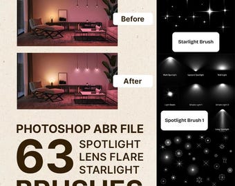 Lens Flare Brush Set: Scheinwerfer & Sternenlicht Overlays (Photoshop, Procreate)
