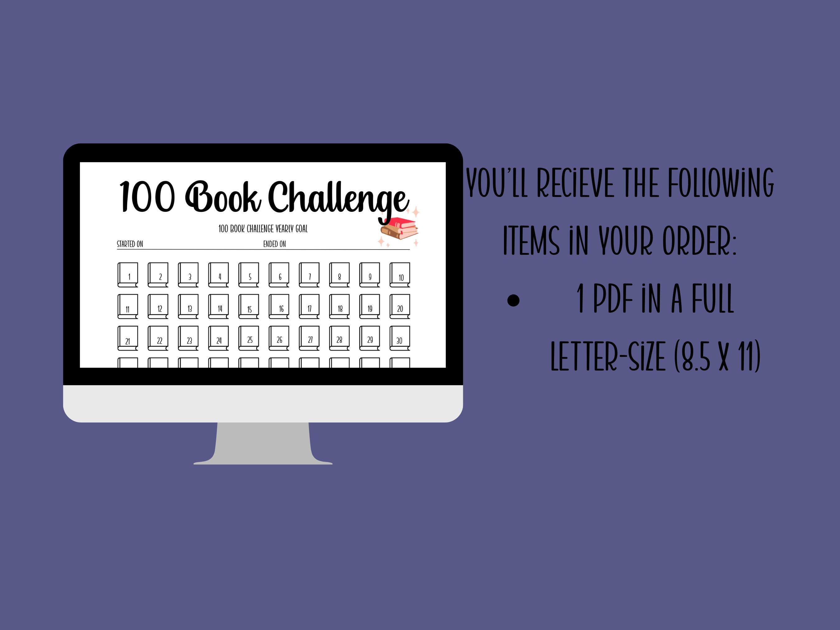 100 Book Challenge Tracker, Printable Reading Log (digital Download) - Etsy