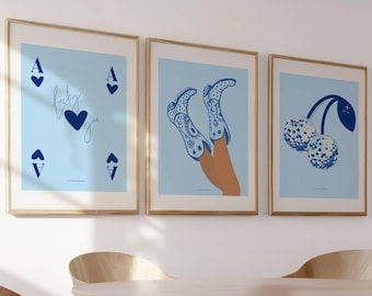 Coastal Cowgirl Poster Set, Lucky You, Disco Cherries, 12x16 Unframed