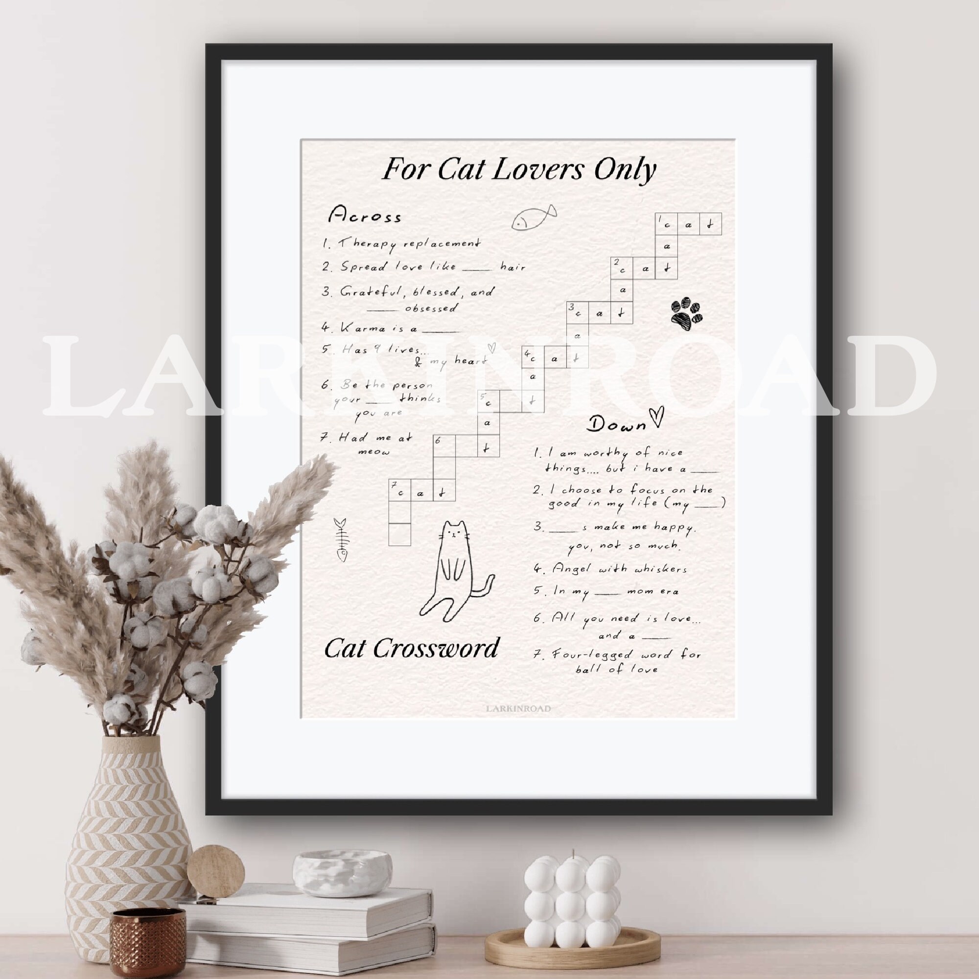 LARKINROAD Crossword Bathroom Decor 12x16 Unframed Aesthetic Bathroom