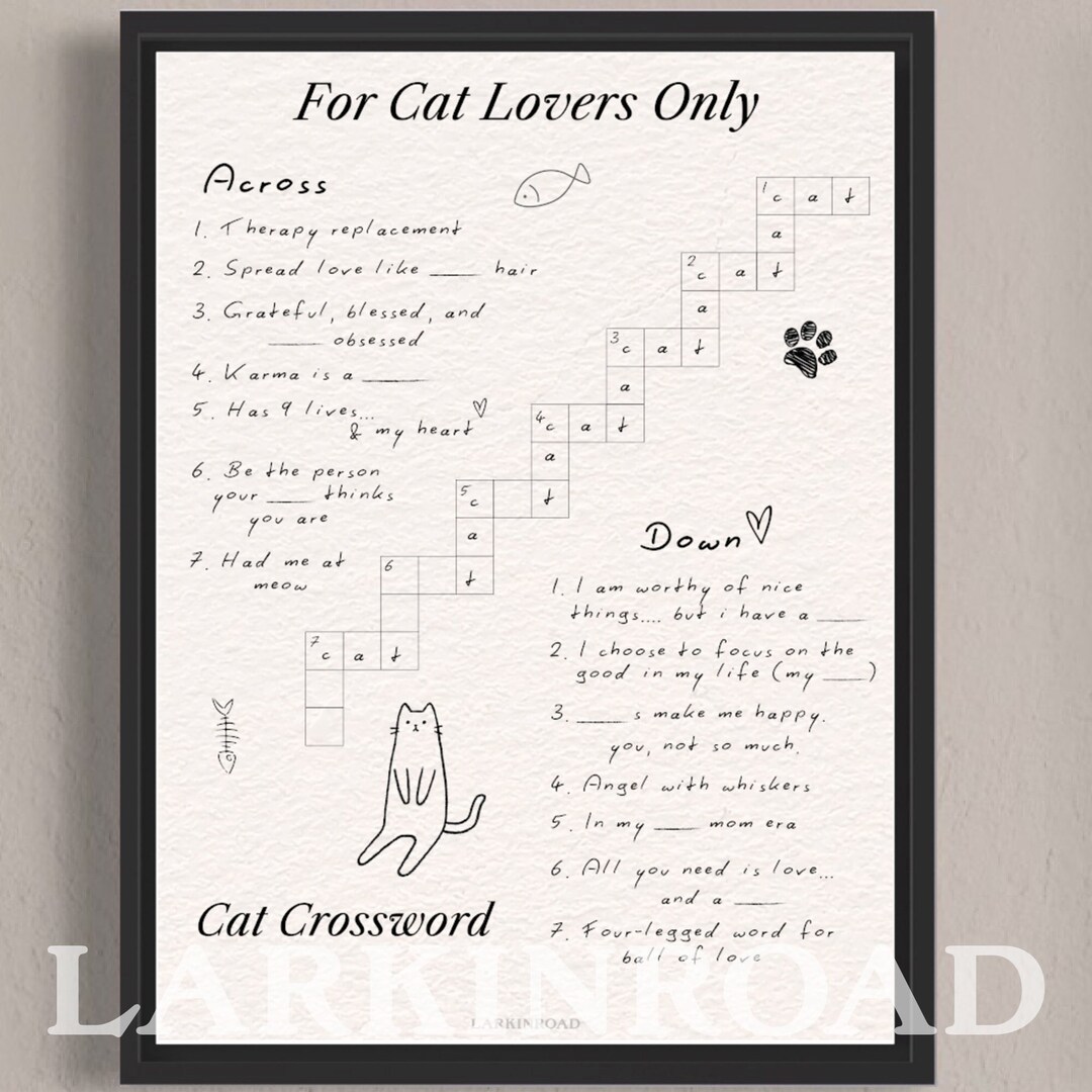 LARKINROAD Crossword Bathroom Decor 12x16 Unframed Aesthetic Bathroom Wall Art Funny Crossword