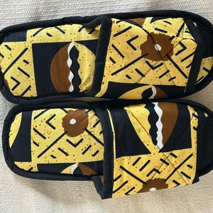 African design slippers - unisex Beige/Brown