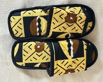 African design slippers - unisex Beige/Brown