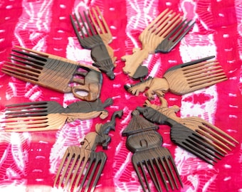 Hand Carved African Wooden Hair Comb