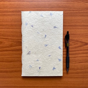 Handmade A5 Lokta Paper Journal Cornflower Petals Softcover Notebook