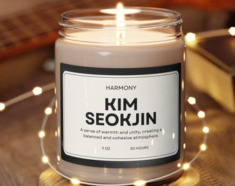 Kim Seokjin Candle Harmony, vela temática Bts, regalo para mamá del ejército de bts, regalo de Kpop para fan de Bts, Jin RM Suga Jhope Jimin, V Jungkook, fan de Bangtan