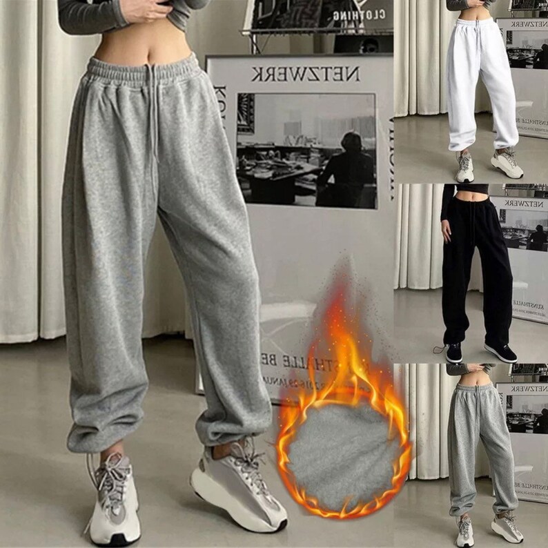 Thick Baggy Jogger Sweatpants for Women High Waist Sports and