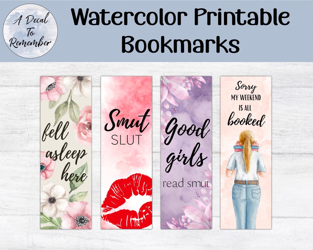 Watercolor Printable Bookmark Set Smutty Bookmarks Spicy Romance Reader ...