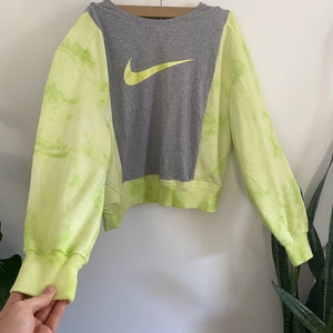 Green Tie Dye x Gray Crewneck Rework