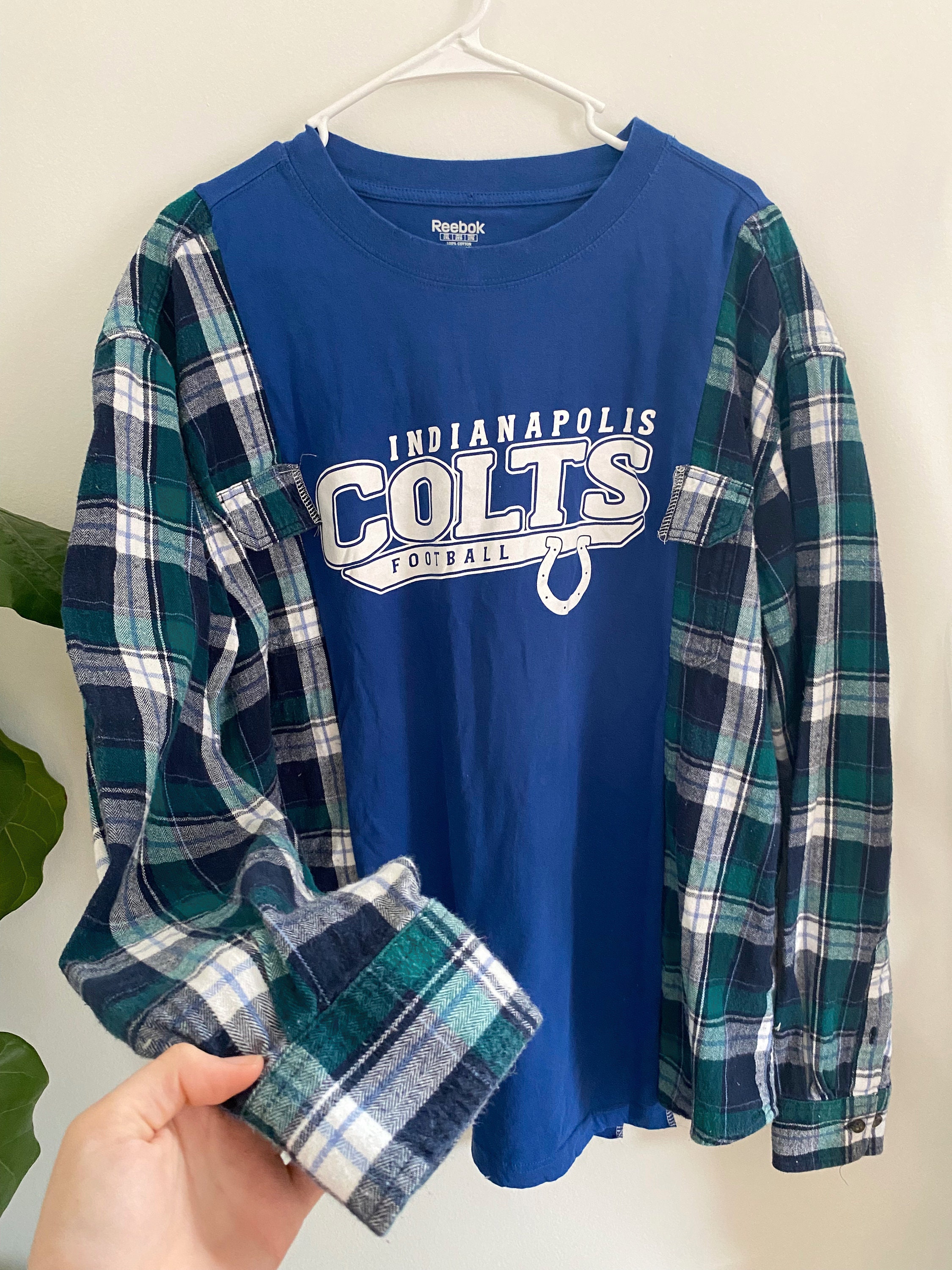 NFL Indianapolis Colts Long Sleeve Shirt Reworked Flannel Etsy