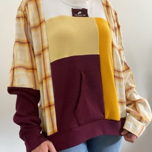 Color-block Flannel Crewneck Sweatshirt