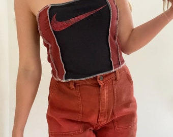 Reworked Tube Top - black and red