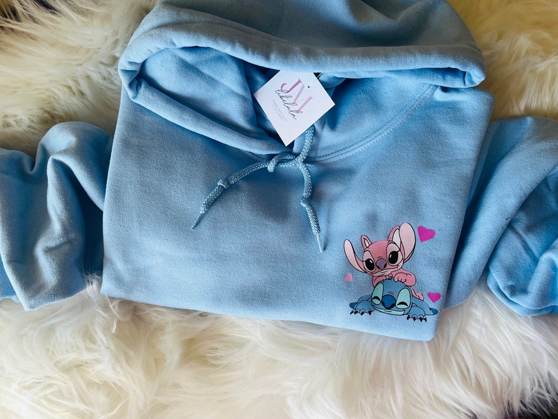 Stitch and Angel Hoodie Couples Matching Hoodie Valentines Gift for Her