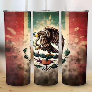 Mexican Tumbler Wrap | Mexico Tumbler PNG | 20 oz Mexican Flag Sublimation Design | Straight & Tapered | Digital Download