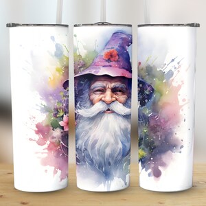 Gnome Tumbler Wrap, Watercolor, 20 oz Tumbler Sublimation Design, Straight & Tapered, PNG Files, Digital Download