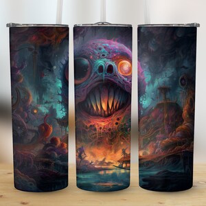 Horror 20oz Sublimation Tumbler Design, 9.2 x 8.3 Inches Straight Skinny Tumbler Wrap, PNG