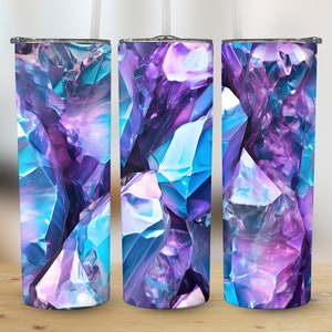 Holographic Tumbler Wrap | Crystal Tumbler PNG | 20 oz 3D Sparkling Sublimation Design | Digital Download
