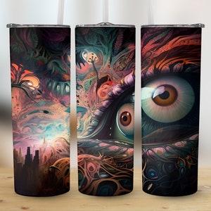 Eerie Horror Trippy Eye 20oz Sublimation Tumbler Design, 9.2 x 8.3 Inches Straight Skinny Tumbler Wrap, PNG