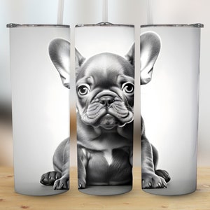 French Bulldog Tumbler Wrap | Dog Tumbler PNG | 20 oz Adorable Puppy Sublimation Design | Straight & Tapered | Digital Download