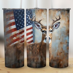 Deer Hunting Digi Painting 20oz Sublimation Tumbler Design, 9.2 x 8.3 Inches Straight Skinny Tumbler Wrap, PNG