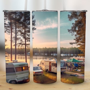 Camping Tumbler Wrap, Outdoor Lodging, 20 oz Tumbler Sublimation Design, Straight & Tapered, PNG Files, Digital Download