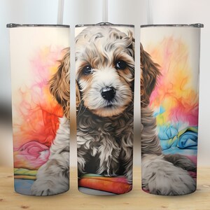 Dog Tumbler Wrap | Dog Tumbler PNG | 20 oz Cute Puppy Pastel Sublimation Design | Straight & Tapered | Digital Download