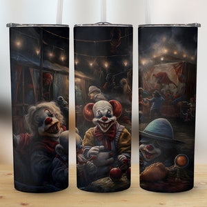 Horror Tales Clown Show 20oz Sublimation Tumbler Design, 9.2 x 8.3 Inches Straight Skinny Tumbler Wrap, PNG