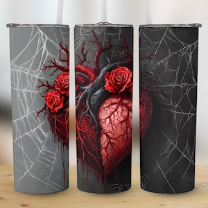Spiderweb Tumbler Wrap | Gothic Tumbler PNG | Roses Tumbler Design | 20 oz Love to Hate Me Sublimation Design | Digital Download Pack